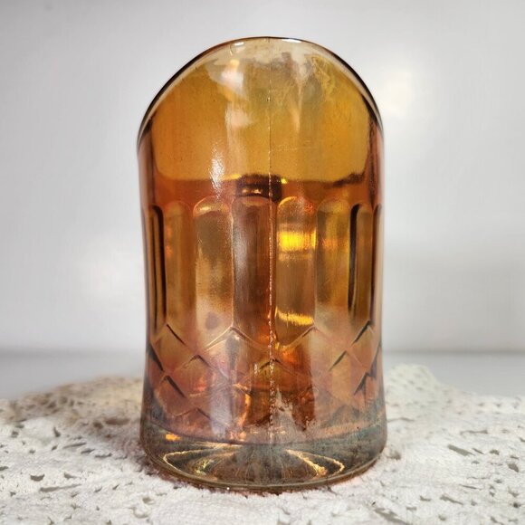 Carnival Glass Pitcher Creamer Amber Colour Fluted Design Milk Pitcher Vintage - Picture 7 of 10
